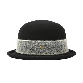 Женская зимняя шапка с меховой лентой, Шерстяная панама, Винтажный котелок-клош 1920-х годов, Дерби-Чуч, Свадебная женская шляпа