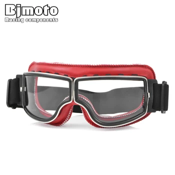BJMOTO Винтажные Мотоциклетные Кожаные очки Cruiser, Складные очки Cafe Racer, Прозрачные очки для Harley