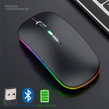 Беспроводная мышь Bluetooth 5.0 для портативного компьютера PC Macbook, игровая мышь 2,4 ГГц с USB-перезаряжаемым RGB-индикатором мощности