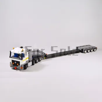 MOC-43976 Трактор 8x4 с низким погрузчиком, прицеп, строительный блок, модель, игрушка-головоломка, подарок для детей