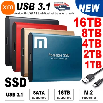 Высокоскоростной портативный SSD-накопитель 1 ТБ, внешний твердотельный жесткий диск с интерфейсом USB3.1, мобильный жесткий диск с интерфейсом USB3.1 для xiaomi для портативных ПК