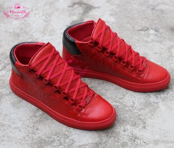 Лидер продаж 2023 года, мужские Красные кроссовки, Модная дизайнерская повседневная обувь с высоким берцем, мужские Дизайнерские роскошные мужские кроссовки на плоской платформе со шнуровкой