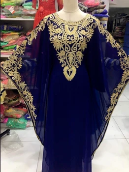 Женское изысканное платье с длинным рукавом Dubai Nave Blue Farasha, Дубайское платье, Марокканский халат