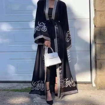 2023 Ислам Абаят Рамадан Абайя Femme Eid Мусульманское Платье Исламские Комплекты Одежды Кафтаны с Вышивкой Абайи для Женщин Дубай Турция