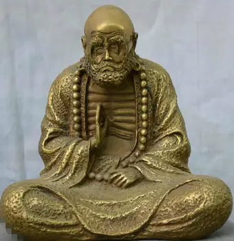 18 см Китайский Буддизм Латунное Сиденье Архат Дамо Бодхидхарма Скульптура Будды Дхармы