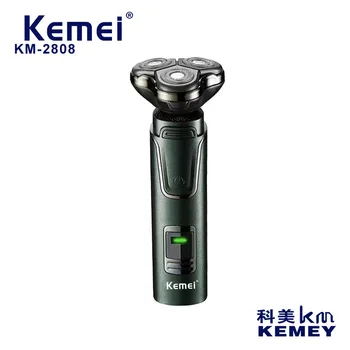 Kemei km-2808 для всего тела Ipx7, водонепроницаемая, многофункциональная электробритва с плавающей съемной головкой с тремя лезвиями