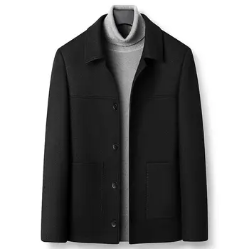 Весеннее новое мужское повседневное шерстяное пальто, корейская мода, приталенная однотонная куртка на пуговицах, мужской деловой рабочий костюм, пальто, верхняя одежда Y16