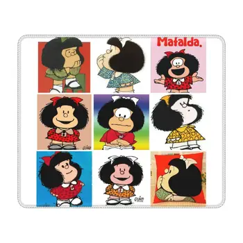 Коврик для мыши из аниме Mafalda с фиксирующимся краем, удобный коврик для мыши для ПК-геймеров, нескользящая резиновая основа, Офисный компьютерный коврик Quino Humor