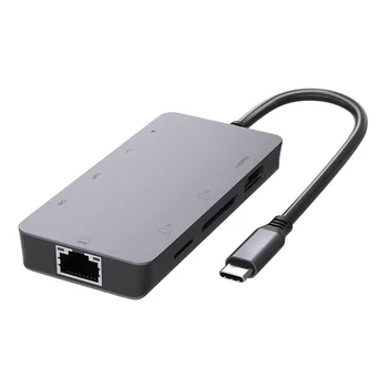 Новая док-станция USB C 8-в-1 с 4k HD-MI Gigabit Ethernet, устройством чтения карт SD TF, 5 Гбит/с, портами USB 100 Вт, портами PD, концентратором USB C