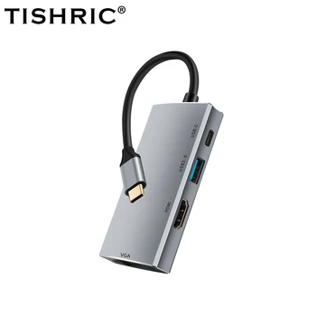 TISHRIC Usb C Концентратор Type-C, совместимый с HDMI, USB3.0 Конвертер VGA Type-C, кабель Usb C-адаптер Для MacBook Air Pro Huawei Matebook
