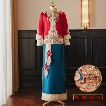 Китайский Винтажный Мужской Высококачественный Костюм Эпохи Тан с вышивкой бисером Традиционное Свадебное платье Жениха