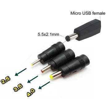 Micro USB Женский до 5,5x2,1 мм 3,5x1,35 мм 2,5x0,7 мм 4,0x1,7 мм Штекерный разъем 5 В Адаптер для зарядки питания для камеры маршрутизатора