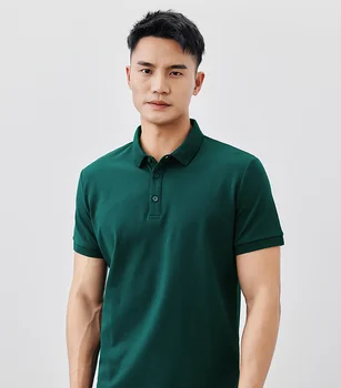 W4785-Мужская повседневная рубашка поло с короткими рукавами, мужская летняя новая однотонная футболка с отворотом и короткими рукавами.J8511