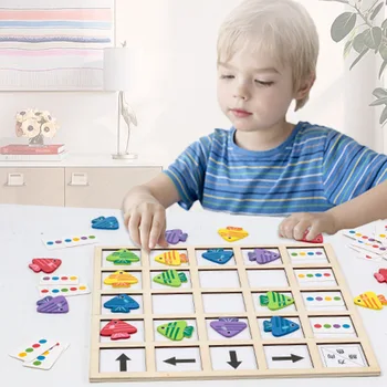 Направление головоломки для раннего развития детей, Познавательное Подбор цвета, Веселая Рыбка, Направление поиска деревянных игрушек-головоломок