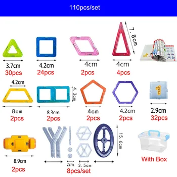 110 шт., мини магнитный конструктор, модель и строительные пластиковые магнитные блоки, развивающие игрушки для детей, подарок
