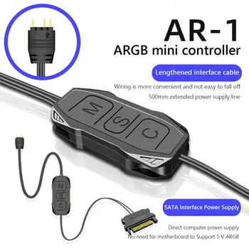 Удлинительный кабель ARGB Controller 5V 3-контактный к SATA Power Mini RGB Controller Для Корпусных Вентиляторов/светодиодных лент/осветительных Панелей