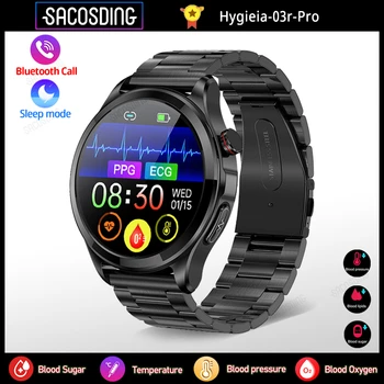 Hygieia-03r-Pro Умные Часы Со здоровой Температурой тела Bluetooth Вызов 360 *360 Экран Пульсометр Монитор уровня сахара в крови Умные Часы SOS