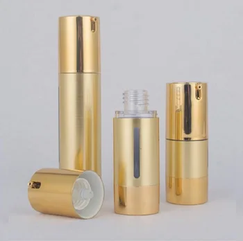 15 мл УФ-золотой безвоздушный вакуумный насос бутылка с окошком лосьон/эмульсия/сыворотка/жидкая основа/отбеливающая эссенция для кожи упаковка