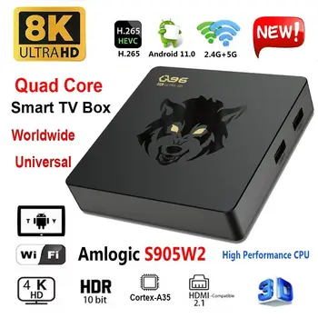 Медиаплеер Q96 IP60 3D HDR H.265 8K UHD Smart TV Box Amlogic S905W2 Android 11 телеприставка