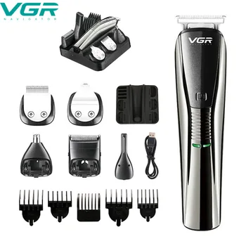 VGR Машинка для стрижки волос 10 Вт, профессиональная для мужчин, Электрическая машинка для стрижки бороды, Машинка для стрижки волос, Беспроводной шнур