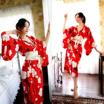 Платье-кимоно для девочек с Сакурой, Халат Юката в Японском стиле, Женская униформа с цветочным принтом, Haori Japan, Косплей, Короткое платье для вечеринки