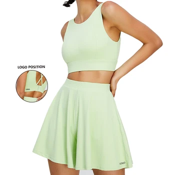 Женская однотонная юбка для йоги Four Seasons, комплект для фитнеса, Спортивная юбка, быстросохнущий Влагоотводящий комплект для дам