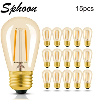 S14 Винтажная светодиодная лампа накаливания E27 1 Вт Из янтарного Стекла ST45 С регулируемой яркостью Светодиодная лампа Теплого желтого Цвета 2200K Edison Light Лампа Для Струнного освещения