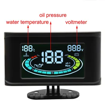 3в1 ЖК-цифровой датчик давления масла в грузовом автомобиле, вольтметр, датчик температуры воды + датчик давления масла 10 мм npt1/8 12 В 24 В Универсальный