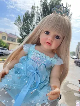 55 СМ Reborn Baby Doll Бетти, Силиконовая Водонепроницаемая Кукла для маленьких Девочек-Принцесс, Реалистичная Кукла Bebe Reborn с Длинными Волосами