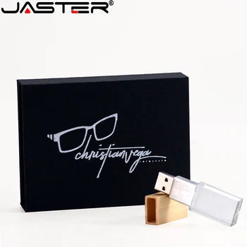 JASTER Черный Картонный Деревянный Кристалл USB 2,0 Флэш-накопитель Pendrive Memory Stick 32 ГБ 64 ГБ 128 ГБ U-диск Бесплатная Фотография Логотипа Подарки
