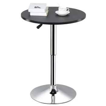 Yaheetech Регулируемый круглый поворотный барный стол для кафе-бистро, черный барный стол с барной стойкой