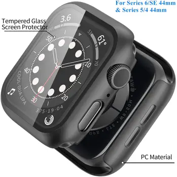 Стекло + крышка для Apple Watch case 44 мм 40 мм iWatch 42 мм 38 мм Защитная пленка для экрана + Аксессуары для бампера для applewatch series 5 4 3 SE 6
