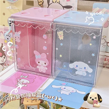Мультяшная настольная коробка для хранения Pink melody прозрачная акриловая канцелярская коробка для ленты Washi, косметическая коробка для коллекции ленты washi