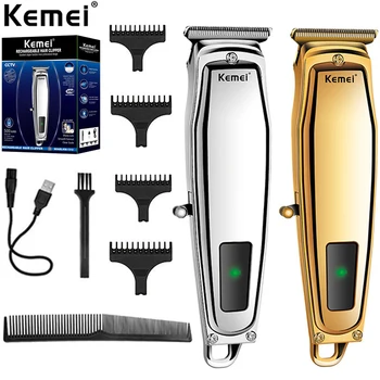 Оригинальная перезаряжаемая электрическая машинка для стрижки волос Kemei для мужчин с ЖК-дисплеем большой емкости и интеллектуальным дисплеем barber KM-1312