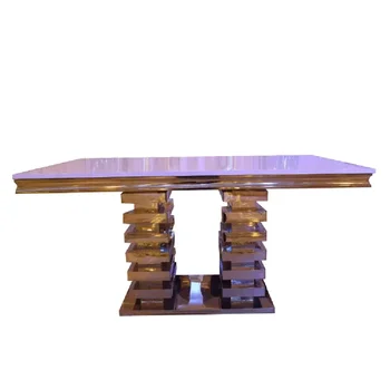 Горячая распродажа золотой каркас из нержавеющей стали, свадебный стол, круглый обеденный стол, банкетный стол из МДФ