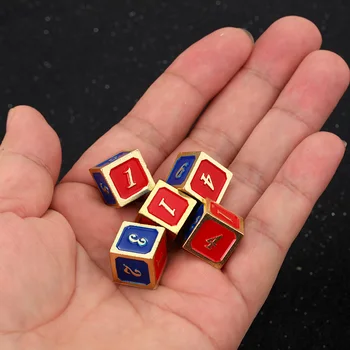 5 шт./компл. Цельнометаллический Забавный красный/синий набор цифровых кубиков Cube Dice Стандартная шестигранная решающая настольная игра