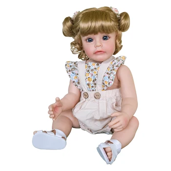 55-сантиметровая Возрожденная девочка-малышка, Силиконовая принцесса Сью-Сью со светлыми волосами, игрушки для ручной росписи