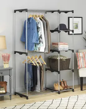Система шкафов с двойным стержнем, металл со смоляными разъемами Портативный Шкаф для одежды, органайзер для хранения с двойным стержнем