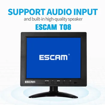 ESCAM T08 8-дюймовый TFT LCD 1024х768 Монитор видеонаблюдения с VGA HDMI-совместимым AV BNC USB для ПК, камера видеонаблюдения