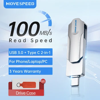 MOVESPEED 2 в 1 USB Флэш-накопитель 128 ГБ 3,0 OTG Type C Флеш-накопитель 256 ГБ 64 ГБ 512 ГБ Металлический USB C Флешка для Телефонов Ноутбуков Macbook