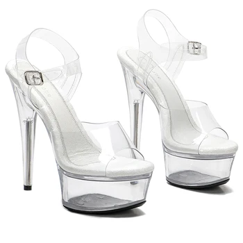 Женские босоножки на платформе 15 см/6 дюймов, вечерние туфли на высоком каблуке, обувь для танцев на шесте