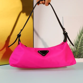 Модная Винтажная Дизайнерская сумка из ткани Оксфорд через плечо для женщин класса Люкс 2023, Новинка, Повседневная брендовая сумка-тоут, розовый