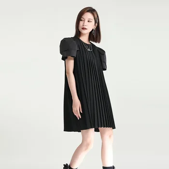 Zhongchuang Rizhen Французское плиссированное платье для старших с пузырчатым рукавом, женское летнее платье 2023, дизайнерская ниша, маленькая черная юбка