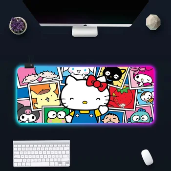 Hellokitty & Friends RGB Pc Gamer Клавиатура Коврик Для Мыши СВЕТОДИОДНЫЙ Светящиеся Коврики Для Мыши Резиновый Игровой Компьютерный Коврик для Мыши