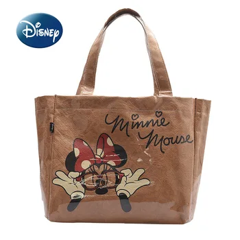 Новая Модная женская сумка Disney's Minnie с Рисунком Милой Мультяшной женской сумки через плечо из ПВХ Крафт-бумаги Большой Емкости, Модная сумка-тоут