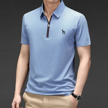 Мужская футболка для летнего гольфа Hazzys с коротким рукавом, Мужская Одежда, Рубашка Поло из Ледяного Шелка