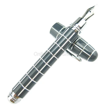 Fuliwen 2062 Смола Дорожная короткая карманная портативная серая крошечная квадратная ручка С тонким пером 0,5 мм, авторучка с решетчатым рисунком, Пишущая ручка