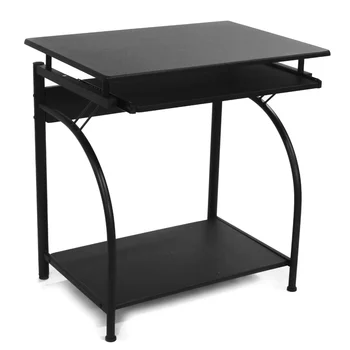 Comfort Products Компьютерный стол Stanton с выдвижным лотком для клавиатуры, Черная офисная мебель
