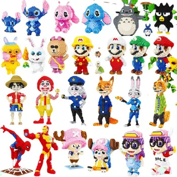 Disney Stitch Story Blocks Микки Маус, обучающие детские игрушки с персонажами мультфильма 