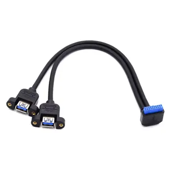 Chenyang 2 Порта USB 3.0 Разъем для материнской платы 20Pin Штекерный кабель для передней панели с Винтовым Креплением 30 см Под углом 90 градусов Вниз